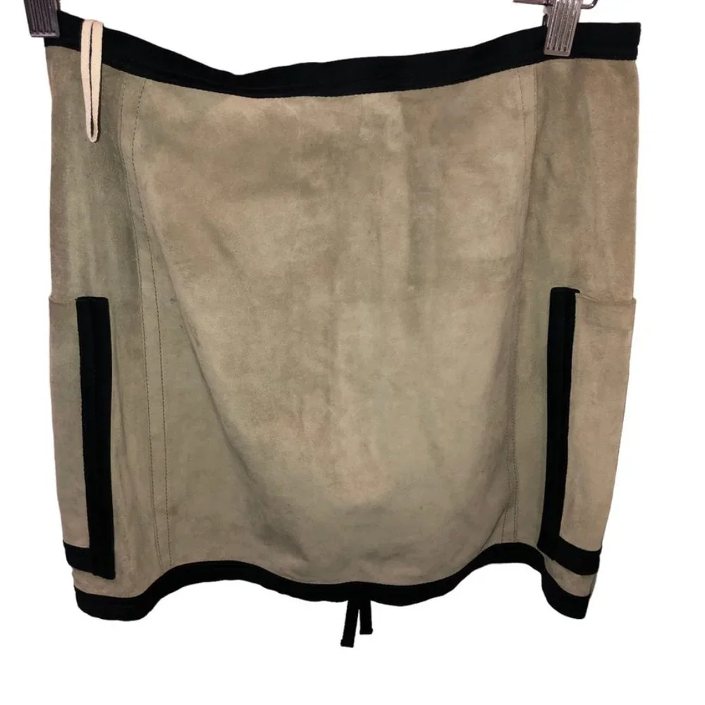 Marni khaki black SUEDE real LEATHER mini skirt 38 ITA…